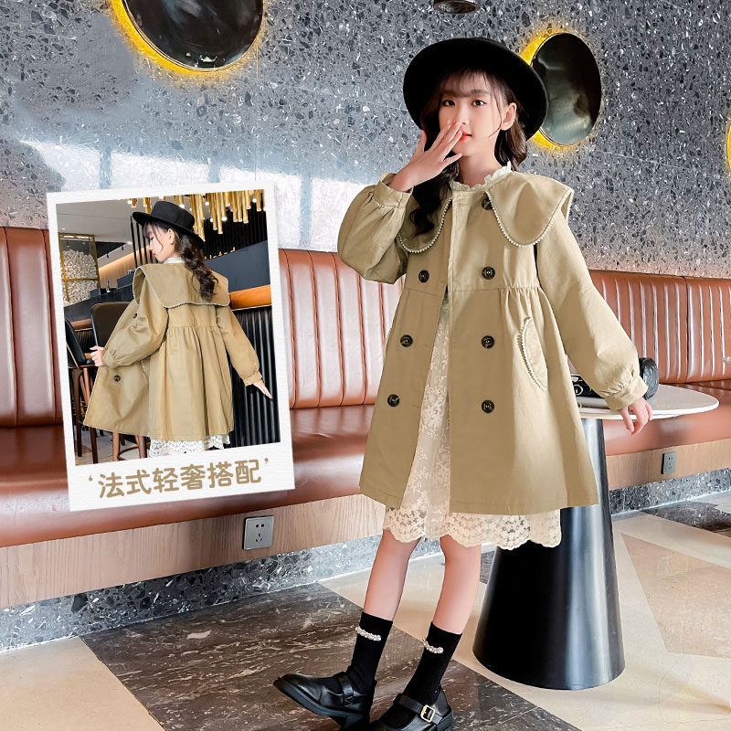 法国BERYDIA女童风衣2026新款儿童上衣春秋装中长款英伦风外套