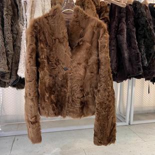 高端轻奢小湖羊外套女2024冬短款真皮羊羔毛海宁大衣皮草皮毛一体