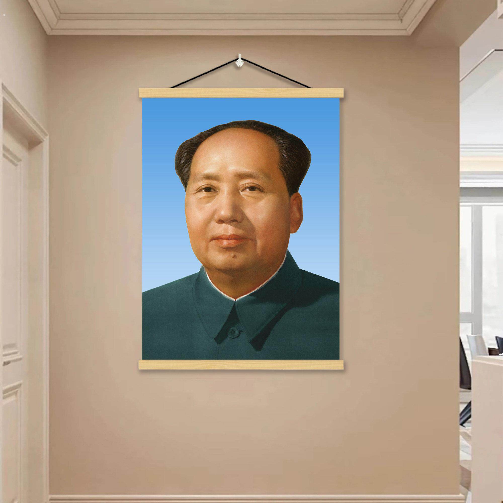 毛席像墙画导师纪念教员饰头像伟送礼择车挂墙气电视柜东带框怀旧