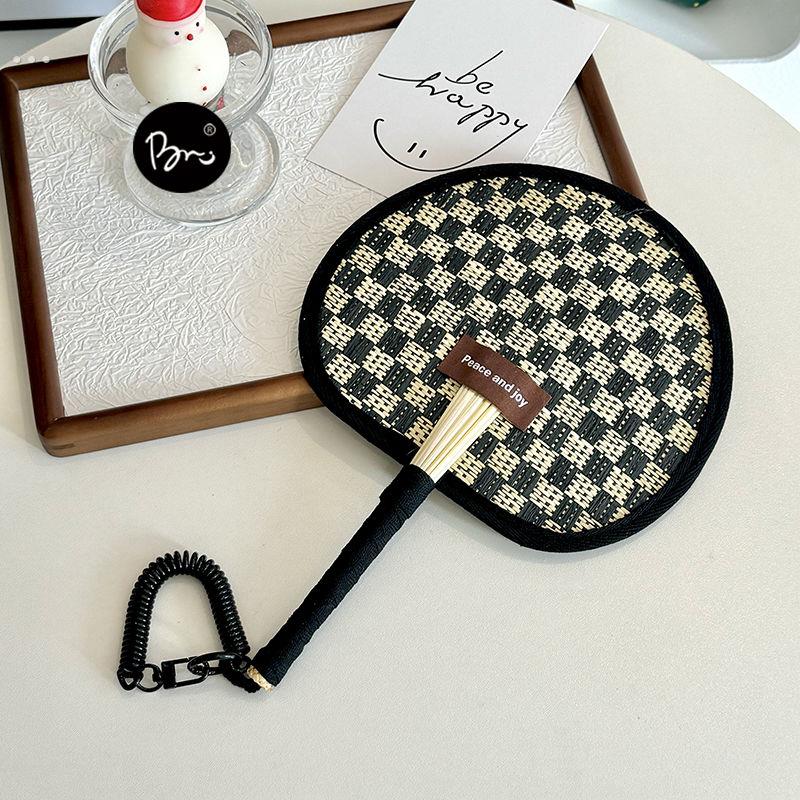 扇子蒲叶ins奶油风手工编织扇子 创意可爱夏天蒲扇斜挎便携手摇扇