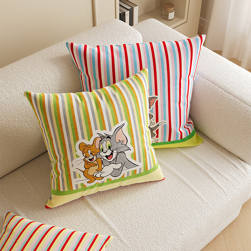 卡通多巴胺条纹客厅沙发抱枕靠枕可拆洗靠垫床头靠背飘窗腰靠腰枕,居家布艺,靠垫/抱枕,淘宝优惠券,粉丝福利购,淘宝优惠卷