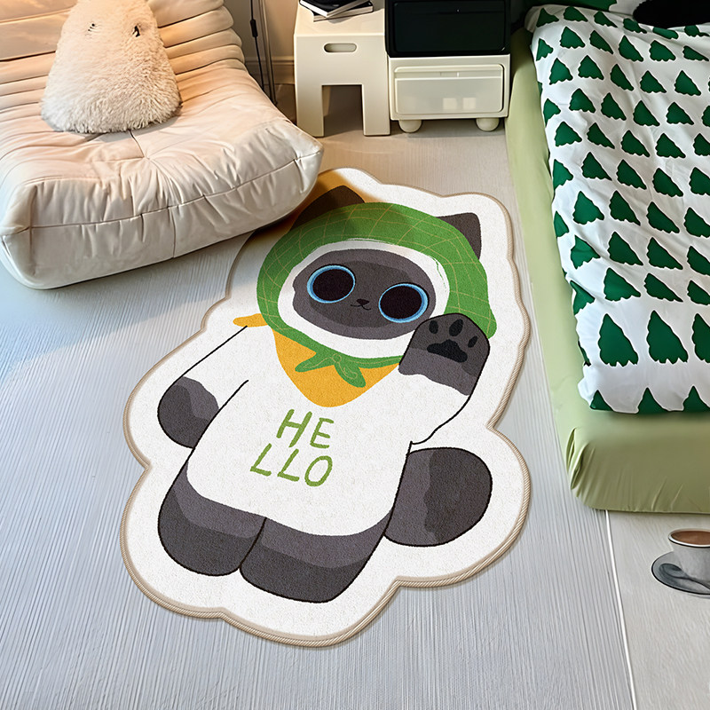可爱猫咪卧室床边地毯卡通家用出租屋儿童房地垫耐脏防滑毛绒脚垫,居家布艺,地毯,淘宝优惠券,粉丝福利购,淘宝优惠卷