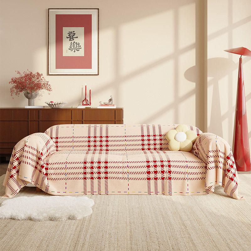 红色条纹新年沙发巾全包四季通用沙发盖布沙发套保护罩防滑防猫抓,居家布艺,沙发套,淘宝优惠券,粉丝福利购,淘宝优惠卷