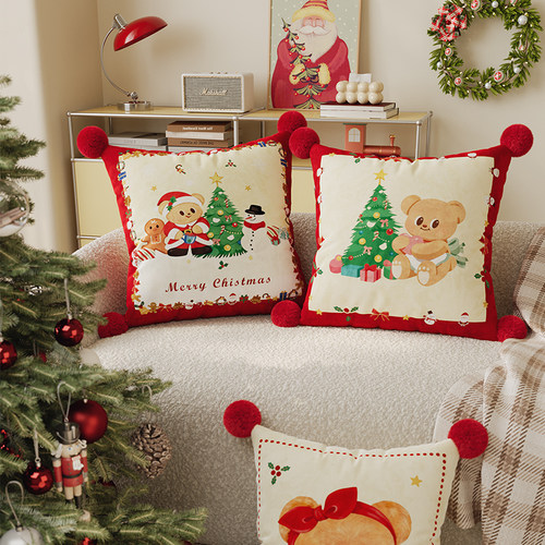 圣诞装饰客厅抱枕沙发靠背垫家用卡通飘窗卧室床头床上靠枕可拆洗