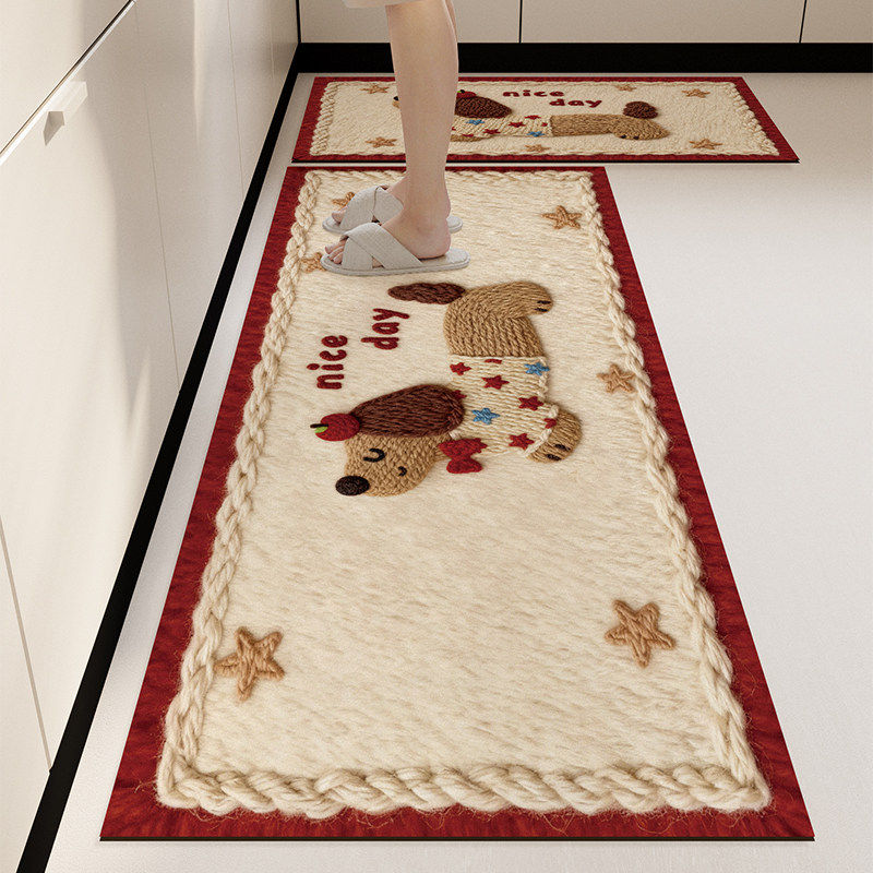 卡通小马厨房地垫防水防油防滑垫吸水吸油脚垫子喜庆新年红色地毯,居家布艺,厨房地垫,淘宝优惠券,粉丝福利购,淘宝优惠卷