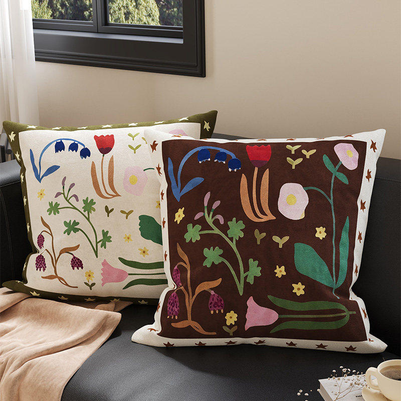 中古风棕色小马抱枕中式花卉客厅沙发抱枕靠垫枕套法式复古睡枕,居家布艺,靠垫/抱枕,淘宝优惠券,粉丝福利购,淘宝优惠卷
