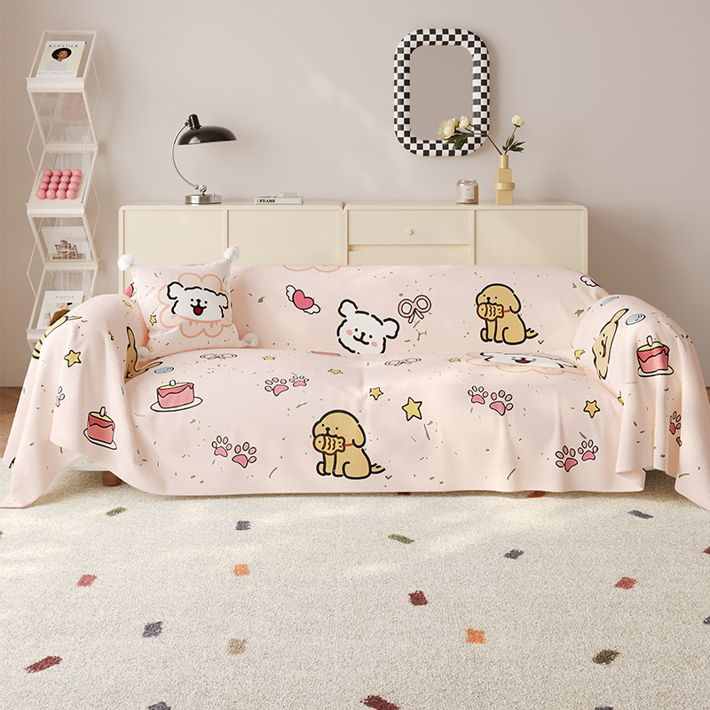 kitty猫沙发盖布可爱高级感防滑盖巾四季通用防猫抓全包沙发套罩