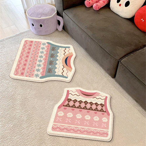 费尔岛床边地毯卧室ins风仿羊绒毛绒加厚地垫床前床下装饰脚垫子