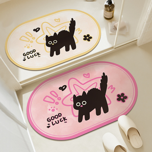 卡通黑猫浴室地垫入户门垫脚垫子厕所卫浴卫生间吸水防滑速干地毯