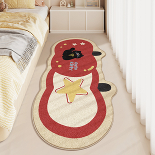 2025新款苹果卧室床边地毯加厚仿羊绒女生房间装饰长条床前脚垫子