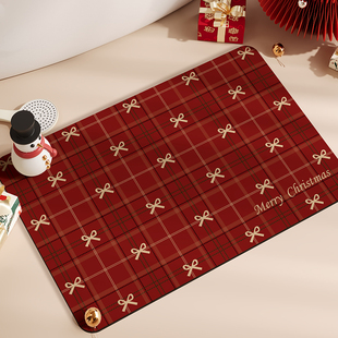 圣诞浴室地毯防滑地垫吸水防摔硅藻泥速干厕所卫生间门口家用脚垫