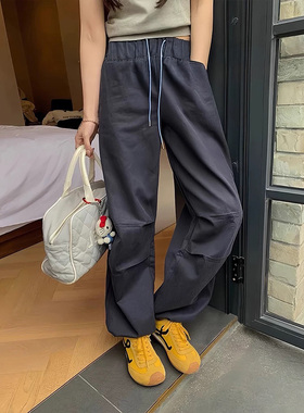 2025新款冲锋裤女春秋款户外登山裤防风防水徒步裤宽松直筒工装裤