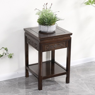 抽屉款方形超称重简约实木花架置物架盆景架鱼缸架奇石桌沙发边几