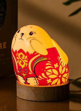创意床头玉兔摆件LED灯礼品