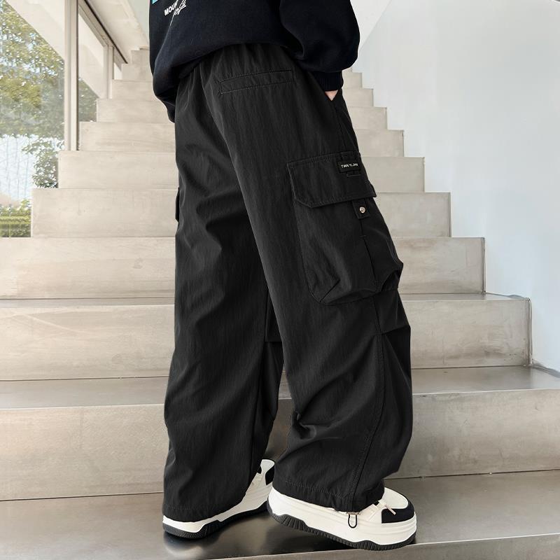 男童裤子夏薄款2025新款儿童工装裤中大童春装男孩潮帅气时髦炸街