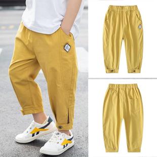 男童裤子全棉夏装2024新款洋气宽松儿童九分裤韩版中大童薄款潮裤