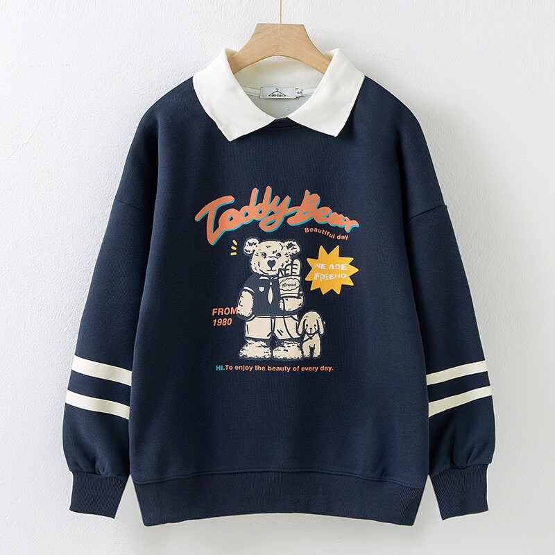 女童卫衣春装2023新款儿童韩版长袖洋气翻领中大童休闲上衣春秋