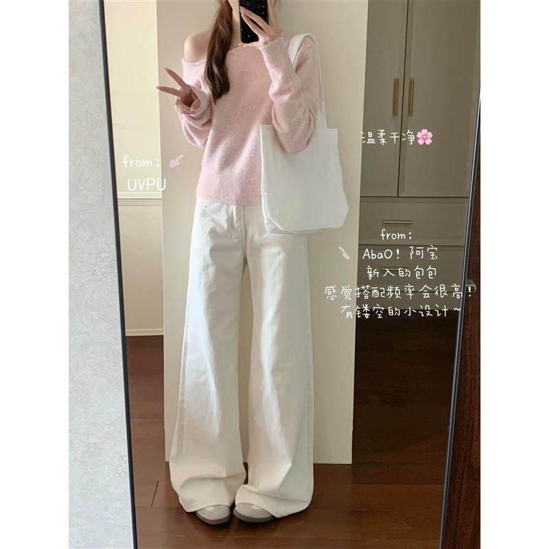 女童白色直筒阔腿裤2025夏季新款儿童中大童高腰薄款垂感长裤子