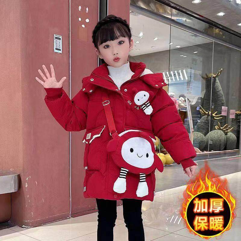 女童冬装棉衣2024新款加绒加厚卡通蛋仔棉袄洋气中长款棉服外套