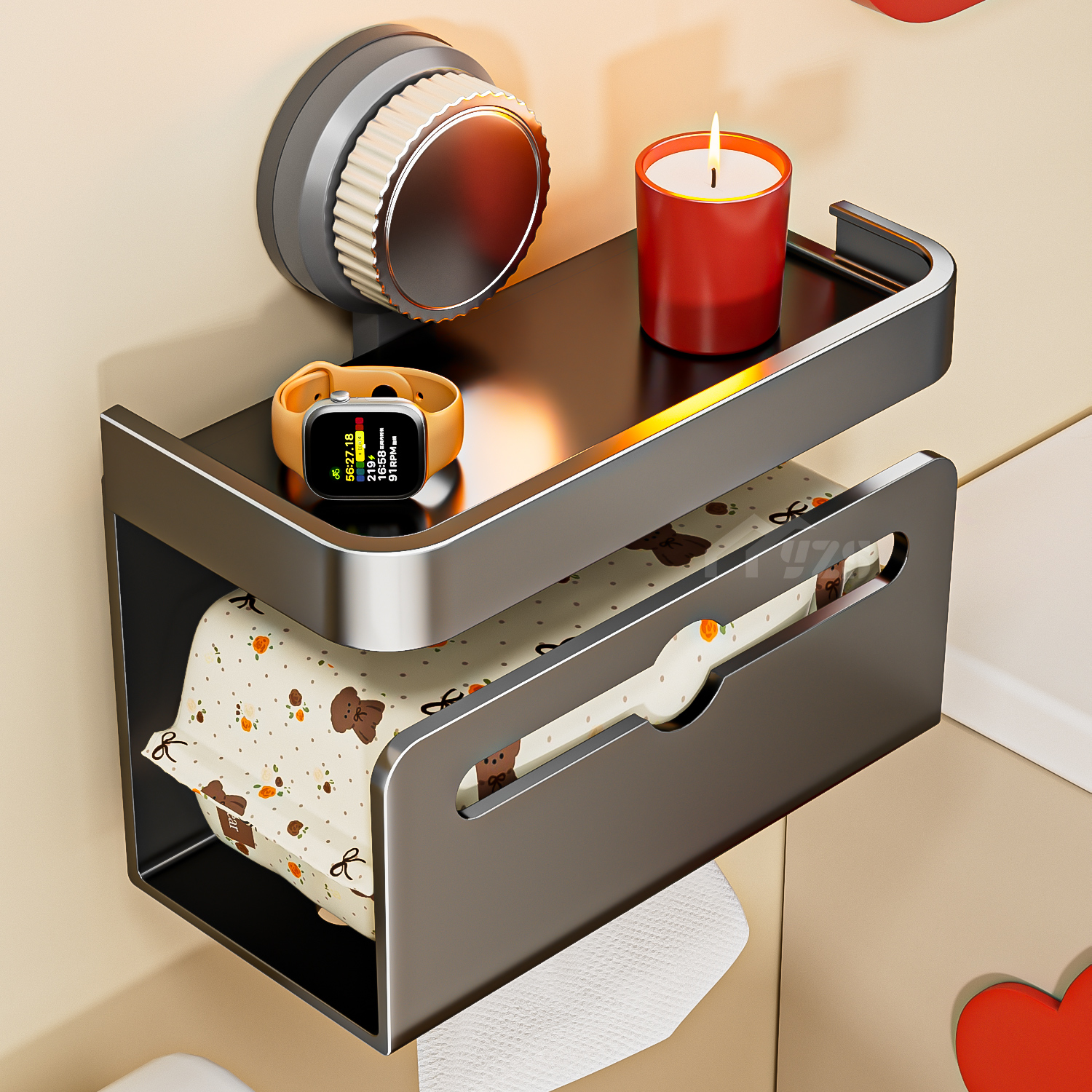 卫生间厕纸盒厕所吸盘纸巾盒洗手间浴室卫生纸置物架抽纸卷纸壁挂