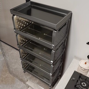厨房菜篮子置物架多层落地收纳架台面家用水果蔬菜多功能收纳推车