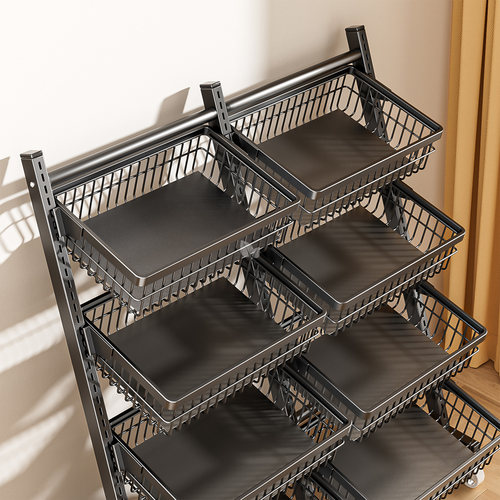 可调节小推车置物架厨房家用多层水果蔬菜篮子收纳筐落地零食货架