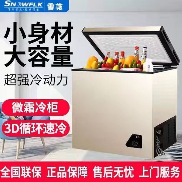 雪花冰柜冷柜家用宿舍饭店大容量小型双温直冷微霜两用全冷冻