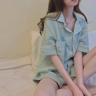 网红家居服套装 薄款 夏季 简约睡衣女夏天2023年新款 甜美少女短袖