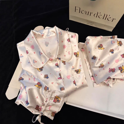 黑皮hellokitty凯蒂猫冰丝睡衣女