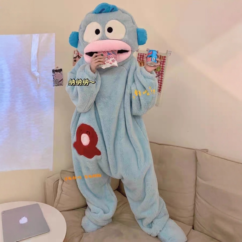 丑鱼连体睡衣女珊瑚绒加厚保暖秋