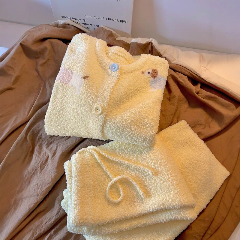 可外穿奶黄色腊肠狗睡衣女冬季20