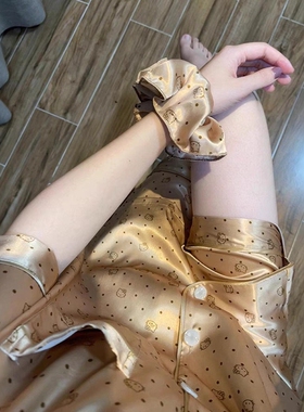 2025新款夏季冰丝绸睡衣女高级感夏天短袖长裤hello kitty家居服