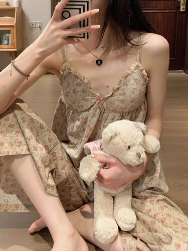 带胸垫睡衣女士夏款甜美可爱碎花