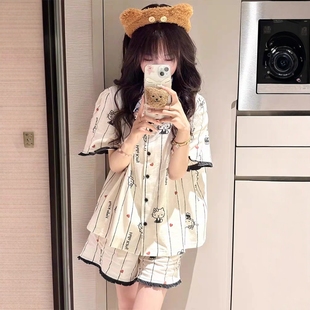 日系卡通hellokitty短袖 可爱少女家居服两件套 睡衣女夏季 2025新款