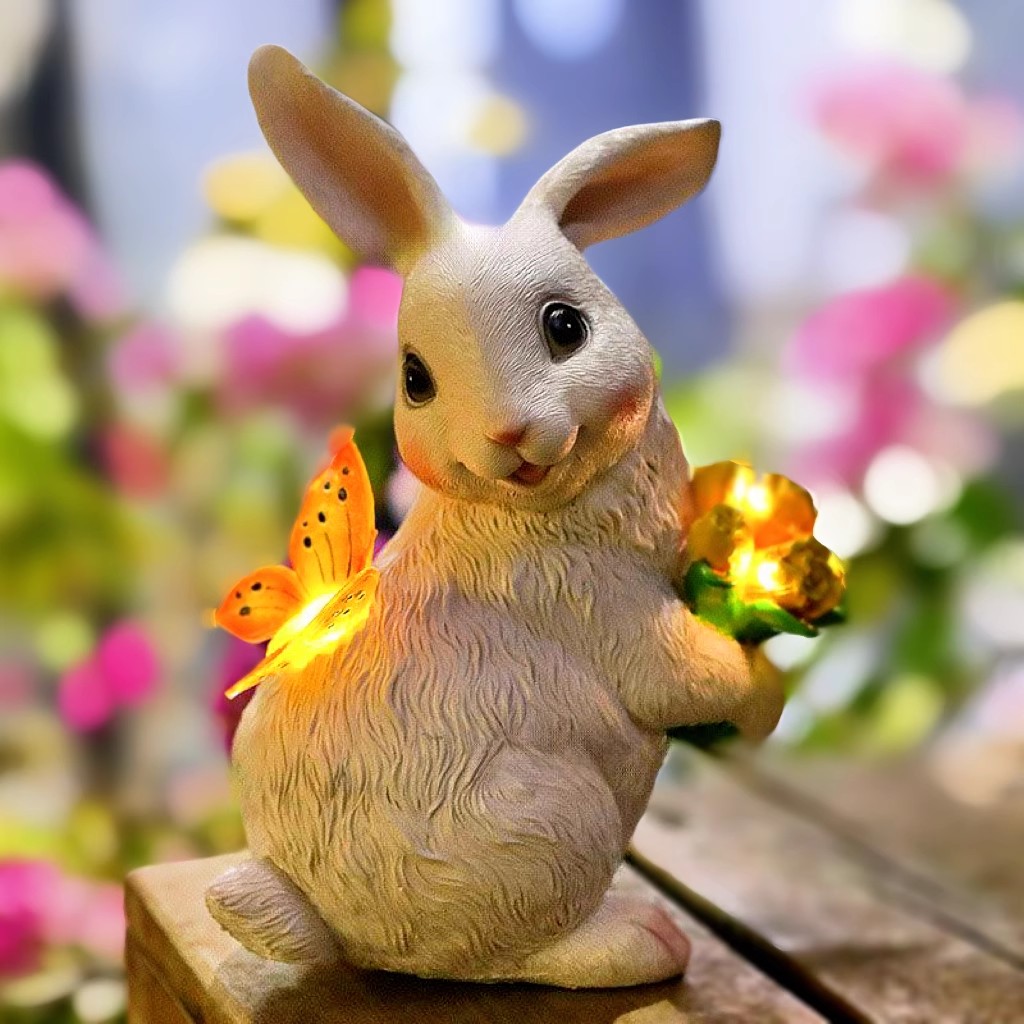 太阳能户外庭院灯花园阳台氛围树脂仿真摆件灯装饰创意发光动物灯