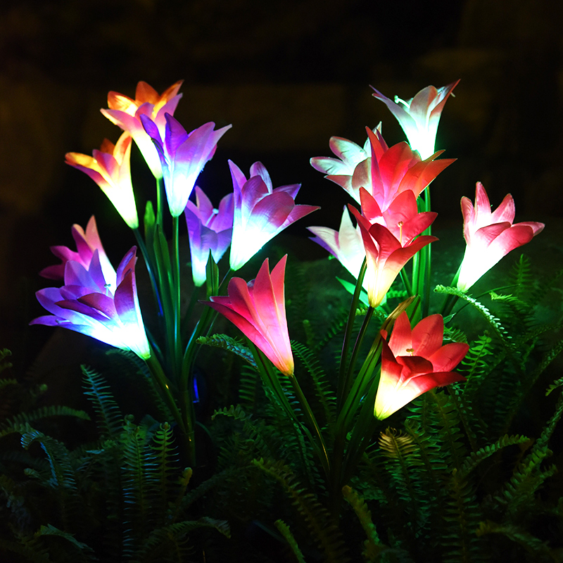 太阳能灯户外庭院百合花LED花园别墅装饰小区景观防水插地草坪灯