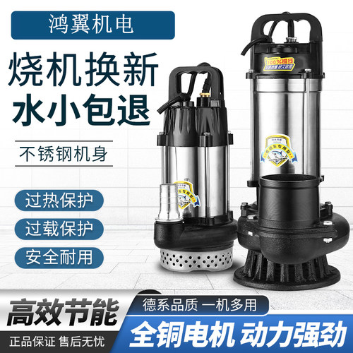 永磁无刷直流潜水泵48V60V电动车电瓶式农用抽水泵机纯铜电机