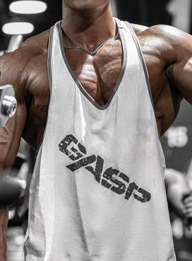 GASP夏季透气健身坎肩背心男宽松撸铁训练棉健美t恤运动工字衣服