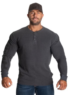 GASP运动长袖健身训练t恤跑步棉上衣休闲修身亨利领打底衫男子秋