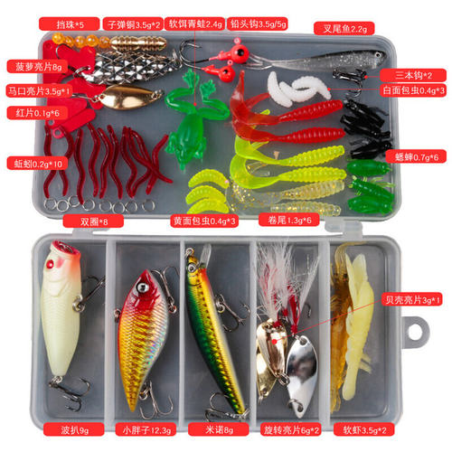 Multi Fishing Lure Mixed Colors Plastic Metal Bait Soft Lure