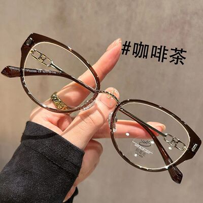 韩版素颜猫眼高级感眼镜近视女可配度数防蓝光大脸神器眼睛框架