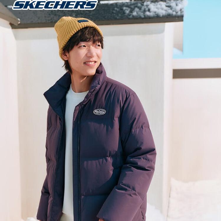 斯凯奇Skechers羽绒服男女同款秋冬保暖梭织三防立领短款户外外套