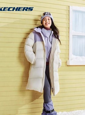 斯凯奇新款情侣中长款加厚保暖三防连帽外套冬季滑雪服L424U184