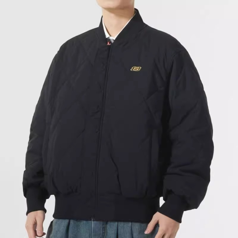 斯凯奇秋棉服男装春季款运动休闲双面穿夹克保暖棉衣外套L124M008