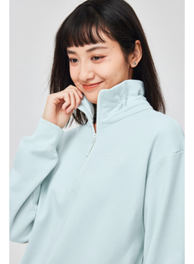 Skechers斯凯奇新款女冬时尚针织套头衫半拉链翻领卫衣 L424W002