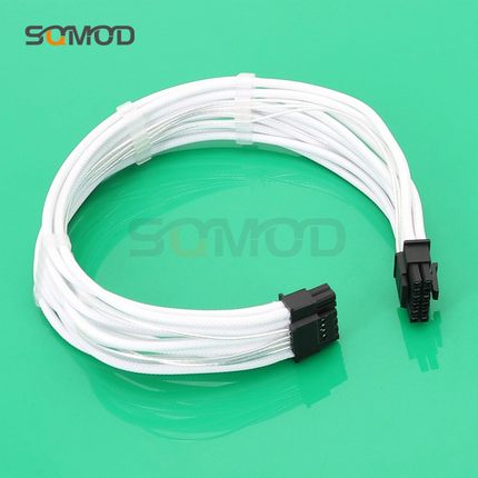 SQC32直连原生12+4PIN原生PCIE5.0 ATX3.0模组线3090TI/4090显卡供电线 16PIN对16PIN 公对公 白色套网理线夹