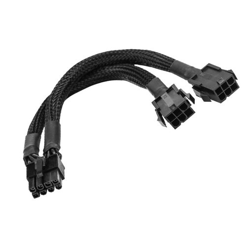 显卡连接线 6转8 双6PIN转8PIN 18AWG 全黑线套网 6转8显卡线20cm