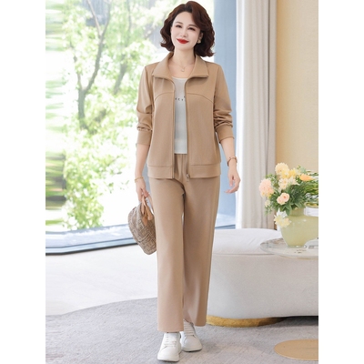 日本品质时尚秋季妈妈装套装运动休闲两件套中老年女衣服中年装运
