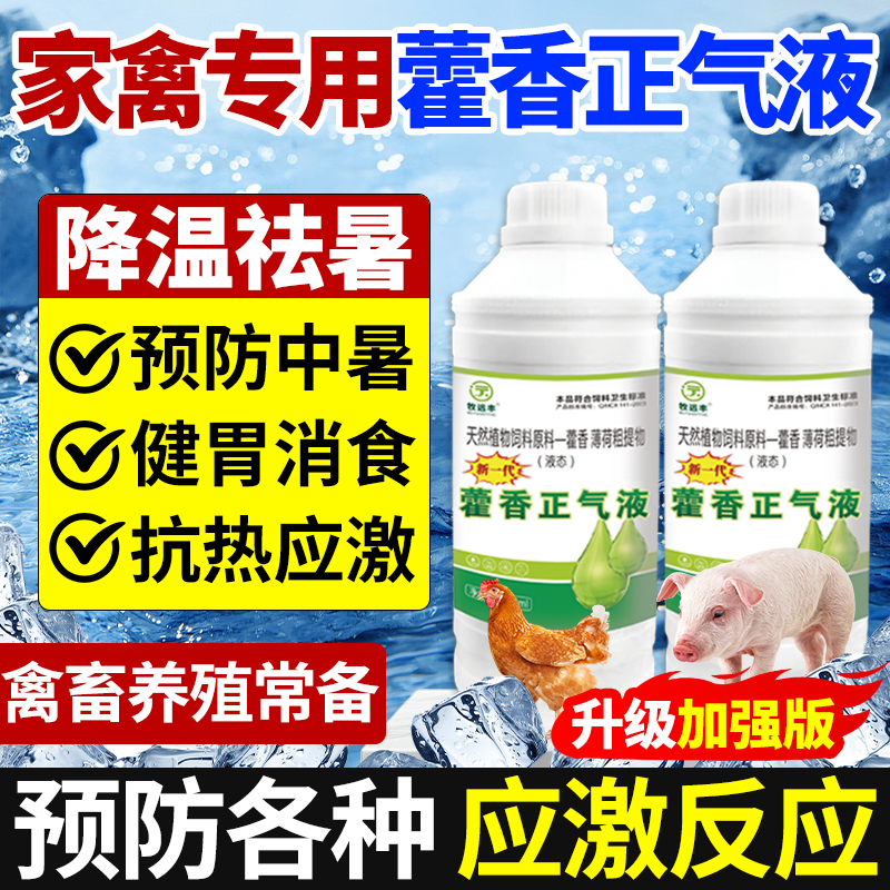 藿香正气液兽用养殖场猪牛羊鸡鸭鹅专用藿香正气水降温解暑正品