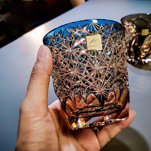 蓝雏菊江户切子KAGAMI手作洛克杯